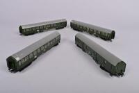 SCHICHT: Four Schicht HO DR passenger coaches, including one postal car, unboxed and in good condition