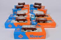 ROCO: Nine Roco 4-wheel hinged lidded wagons, boxed