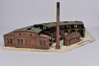 TRACK SIDE BUILDING: A large 6-line engine shed by Vollmer, some parts detached and lacking