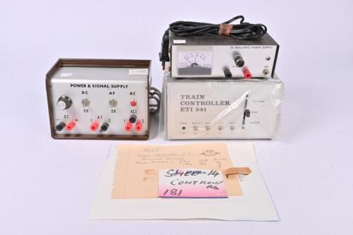 TRAIN CONTROLLERS: Three train controllers including a ETI 541, all 12V DC untested