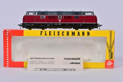 FLEISCHMANN: A Fleischmann 4235 0-4-4-0 DB diesel locomotive, cab side # 221 131-6, in original box