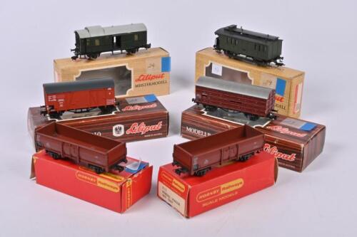 LILIPUT: Six Liliput goods rolling stock, two in incorrect Hornby boxes