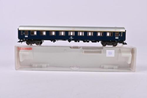 FLEISCHMANN: A Fleischmann German first class passenger coach, dark blue/silver with interior, very good boxed condition