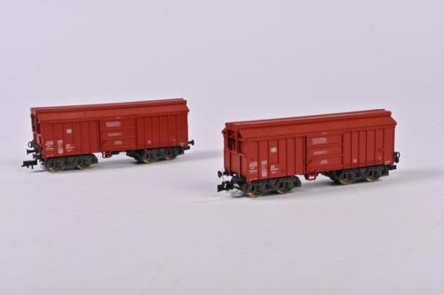 RIVAROSSI: Two Rivarossi bogie German grain wagons with open roofs, excellent&nbsp;unboxed