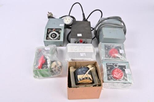 TRANSFORMERS/CONTROL UNITS: Eight transformers and control units, includes three tri-ang, all 12V DC for HO/OO trains
