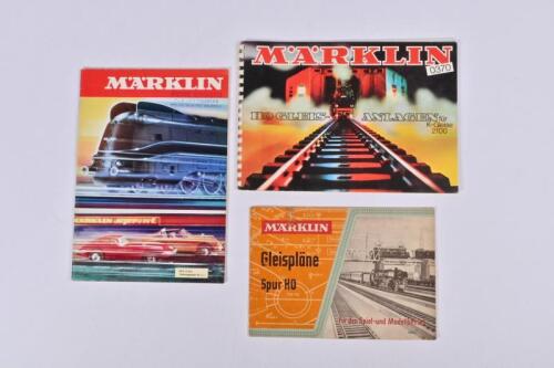 MARKLIN: Two Marklin track layout books (one c1955 and the other 1970s) together with a German text 1970s full range catalogue