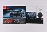 PONTIAC GTO: Two Pontiac GTO sales brochures. 2004 Pontiac GTO single sheet sales brochure