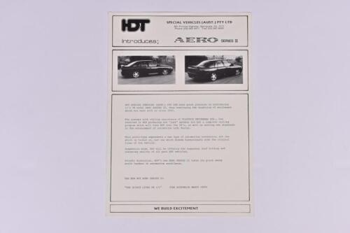 HDT AERO SERIES II: A 1989 HDT AERO Series II (VN) sales brochure