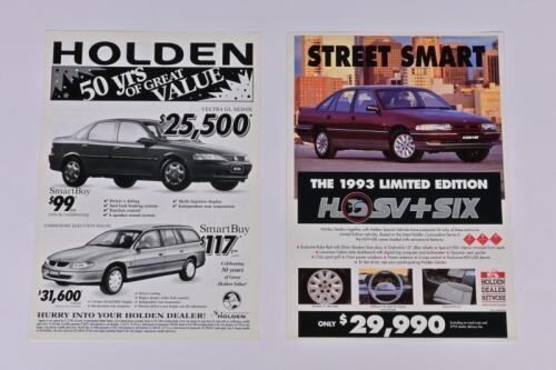 HOLDEN PRICE LISTS: Two Holden advertising price lists. 1993 & 1998 price lists