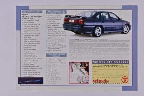 HSV: 1992 'HSV GTS GIVEAWAY' entry form