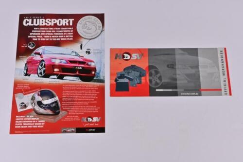 HSV: Two HSV related items. 2001 HSV Official Merchandise sales brochure