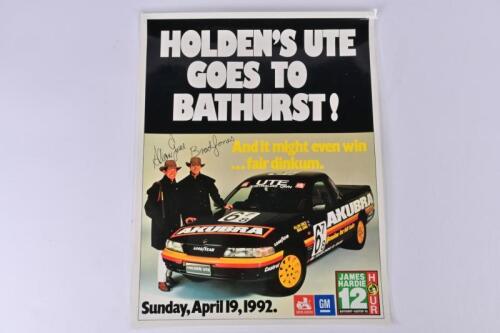 UTE: A Sunday, April 19, 1992 James Hardie 12 Hour Bathurst Easter '92 promotional poster (54.5cm high x 43cm wide)