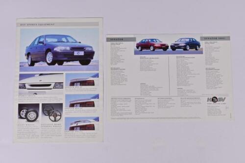 HSV: Two HSV (VN) sales brochures. SENATOR AND SENATOR 5000i single sheet sales brochure detailing model specifications