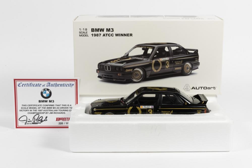 BMW: A NOS 1:18 scale Autoart BMW M3 ATCC winner 1987 Jim Richards #3