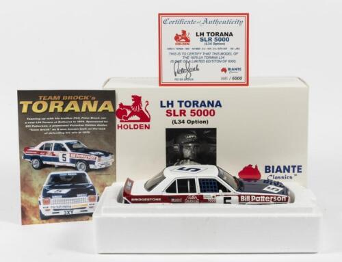 HOLDEN: A NOS 1:18 scale Biante Holden LH Torana SLR 5000 1976 Bathurst, Peter Brock #5 Limited Edition and Certificate of Authenticity
