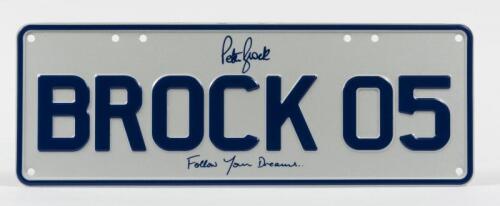 NUMBER PLATE: A NOS Peter Brock 05 Number Plate, blue and white.