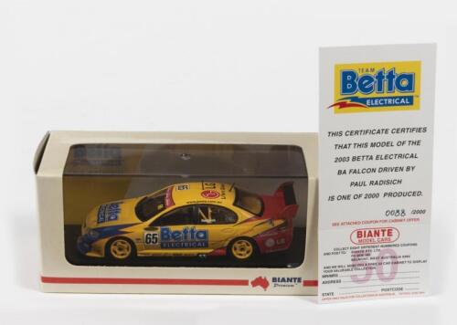 FORD: A NOS 1:43 scale Biante Ford Falcon BA XR8 2003 Team Betta, Paul Radisich #65 Limited Edition and Certificate of Authenticity