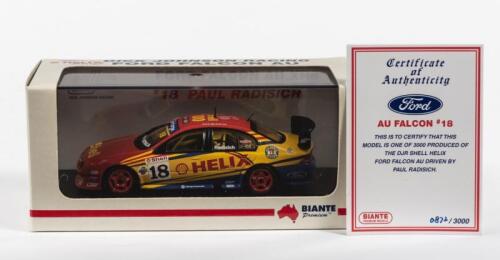 FORD: A NOS 1:43 scale Biante Ford Falcon AU XR8 2001 DJR Shell Helix, Paul Radisich #18 Limited Edition and Certificate of Authenticity