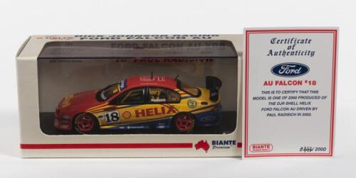 FORD: A NOS 1:43 scale Biante Ford Falcon AU XR8 2002 DJR Shell Helix, Paul Radisich #18 Limited Edition and Certificate of Authenticity