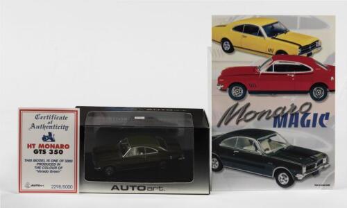HOLDEN: A NOS 1:43 scale Autoart Holden HT Monaro GTS 350 and "Monaro Magic" brochure, Limited Edition and Certificate of Authenticity
