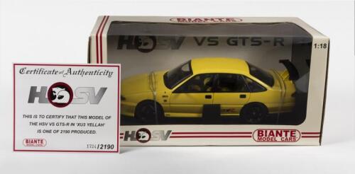 HOLDEN HSV: A NOS 1:18 scale Biante HSV VS GTS-R 'XU3 Yellah' Limited Edition and Certificate of Authenticity