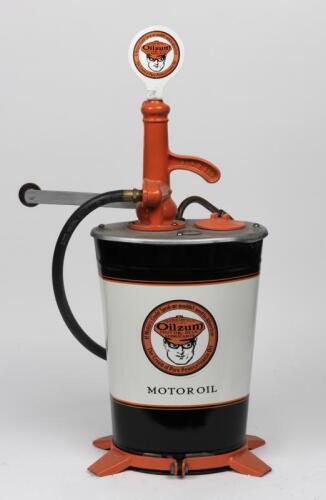 OIL PUMP: A Bennett 3 gallon gear oil pump in Oilzum livery (78cm high)