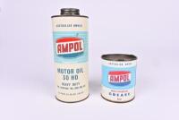 AMPOL: Two Ampol tins, a 1 quart Motor Oil '30 HD