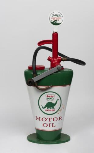 OIL PUMP: An Alemite 3 gallon oil pump in Sinclair livery (81cm high)