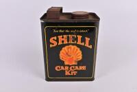 SHELL: A small early Shell Car Care Kit with affixed label to lid