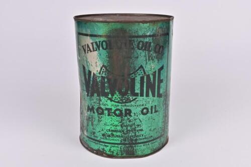 VALVOLINE: A one gallon Valvoline motor oil tin with embossed lid and printed with Melbourne and Sydney distributor of 'J. Carrigan'