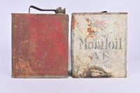 MOBILOIL/SHELL: Two 2 imperial gallon embossed tin - 3