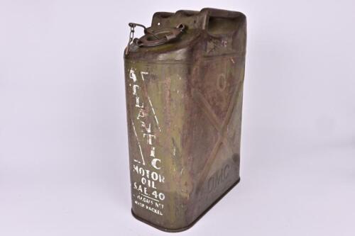ATLANTIC: A 4 gallon hand painted period Atlantic Motor Oil S.A.E 40 jerry can