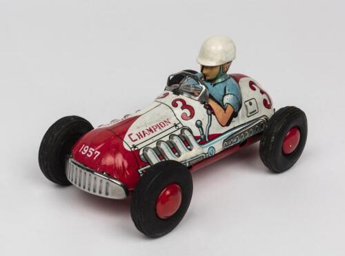 SPEEDWAY: A rare 1957 Japanese friction operated tin toy of an American speedway car by Yonezawa Toys (15cm long)