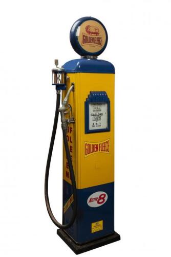 PETROL PUMP: A Gilbarco CM petrol pump in Golden Fleece livery, circa 1950's (222cm high)