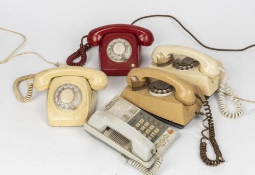 TELEPHONES: Four vintage rotary telephones, circa 1960s/1970s and another