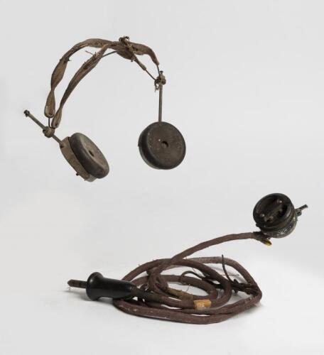 HEADPHONES: A pair of Brandes Matched Tone headphones and an aviation microphone, circa 1930's