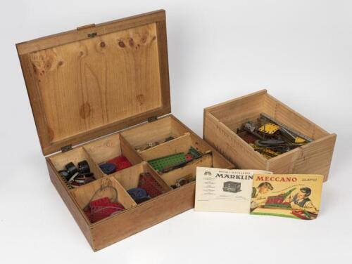 MECCANO: Two hardwood boxes of Meccano parts, 1950/60's