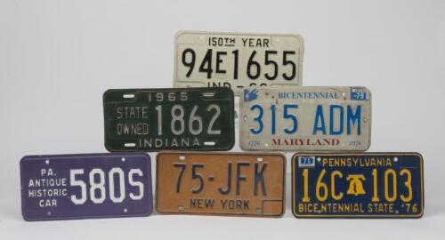 NUMBER PLATES: A collection of six mid-20th century number plates from various American states