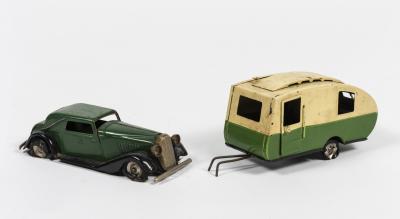 TRI-ANG MINIC TOYS: Two Tri-Ang Minic Toys models. 19M Vauxhall Cabriolet in dark green