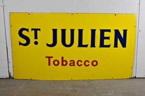 TOBACCO: A large original &lsquo;ST JULIEN TOBACCO&rsquo; enamel sign, (113cm wide)