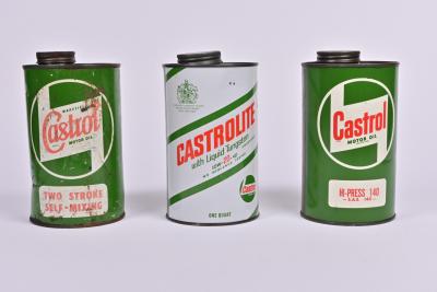 CASTROL: Three Castrol motor oil tins one quart tins