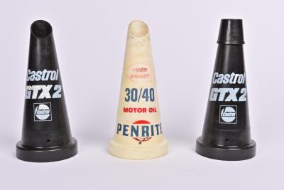 CASTROL/PENRITE: Three plastic oil bottle pourers