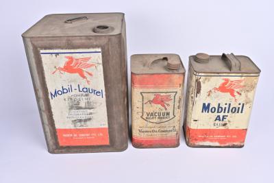 MOBIL: A collection of three Vacuum Oil Company tins