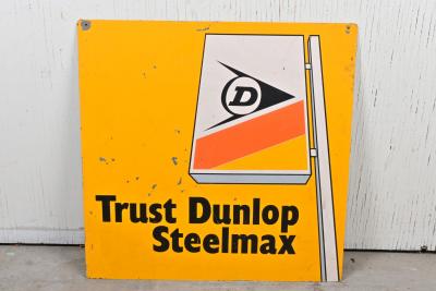 DUNLOP: A circa 1970s Dunlop tin tyre sign 'Trust Dunlop Steelmax' 45 x 45cm