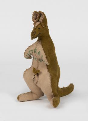 TRENCH ART: A circa 1944 stuffed Kangaroo toy (22cm high)