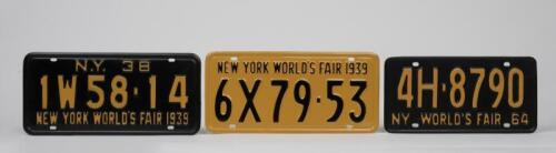 WORLD FAIR: Three restored original number plates, 1964 & 1936