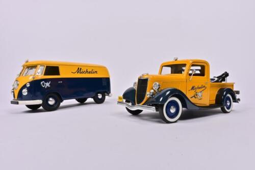 MICHELIN: A French 1:19 scale die-cast model 1966 Volkswagen Combi van and a 34 Ford tow truck by Solido