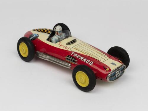 MERCEDES: A 1950s Japanese friction operated tin toy of a Mercedes Benz W-196 &ldquo;Tornado&rdquo; by Yonezawa (24cm long)