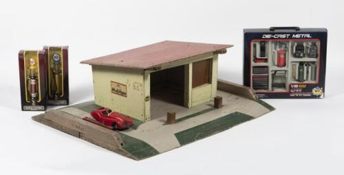 MOBIL: A 1960's timber 'Mobil Lubrication' Service Station. With Accessories