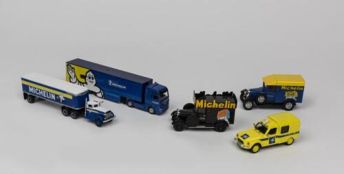 MICHELIN: A collection of die cast toy trucks and vans in Michelin branded livery